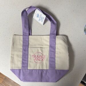 Trader Joe's Purple and Cream Tote Bag